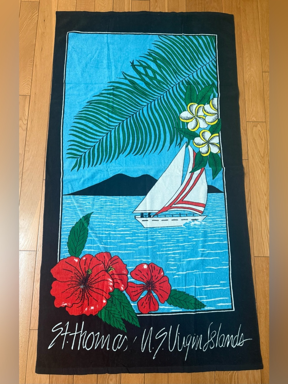 Vintage St. Thomas, U.S. Virgin Islands Beach Towel 80's
